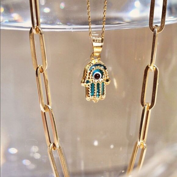 Evil Eye Hamsa 14k Solid Gold Pendant | perfect gift | cheshm Nazar | Birthday | - Picture 5 of 5